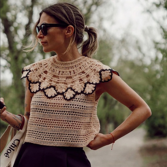 Zara Tops - Zara medium crochet brown top